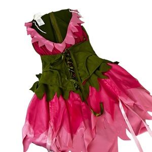 Womens green/pink fairy/pixie Halloween costume v neck renaissance outfit S